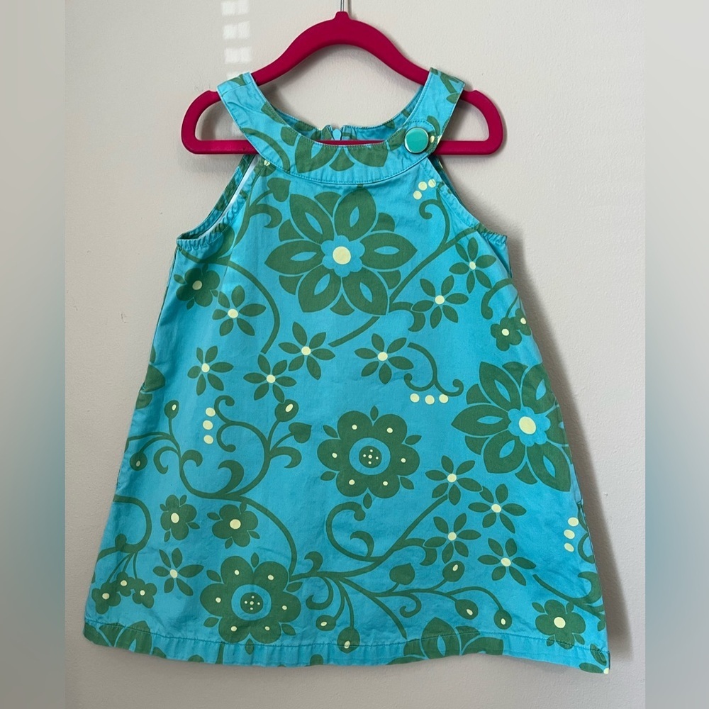 Gap Kids 100% Cotton Floral Scoop Neck Dress With Pockets Size XS 4/5